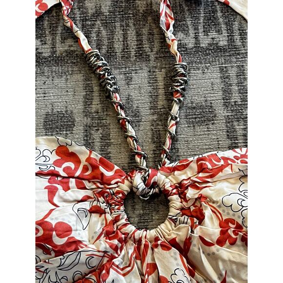 Bebe Vintage Y2K Silk Chain Neck Halter Top Pink Large Keyhole New w/tags RARE - Picture 8 of 11